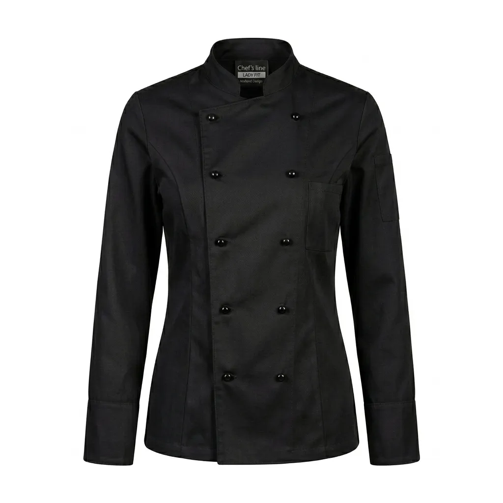 Chaqueta Chef Gabardina Mujer - Negro (S, M, L, XL)